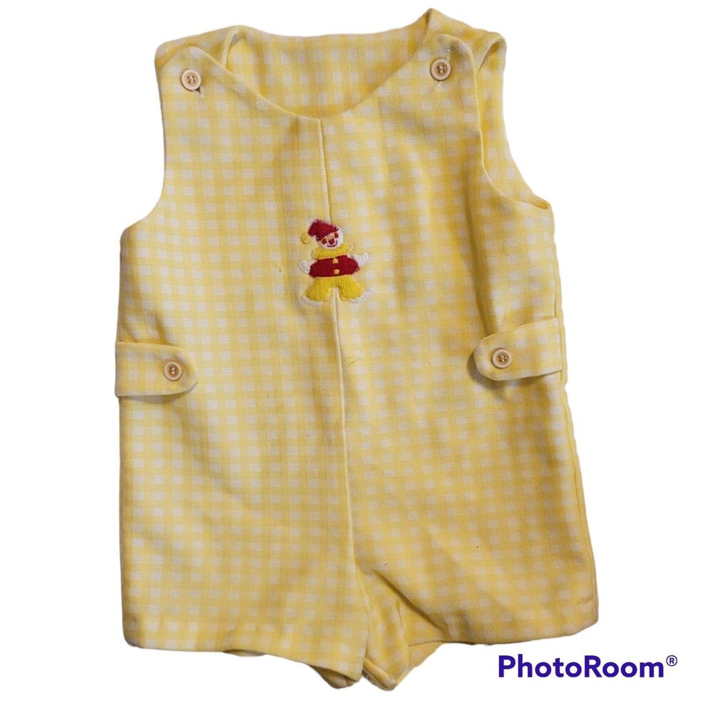 Vintage handmade gingham clown romper